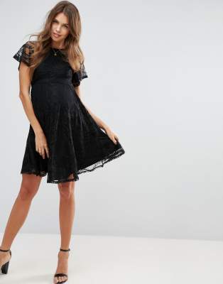 asos black lace maternity dress