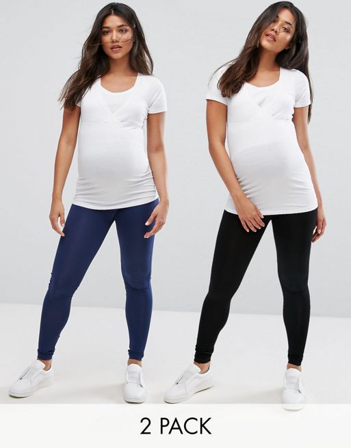 ASOS DESIGN Maternity 2 pack over the bump full length legging