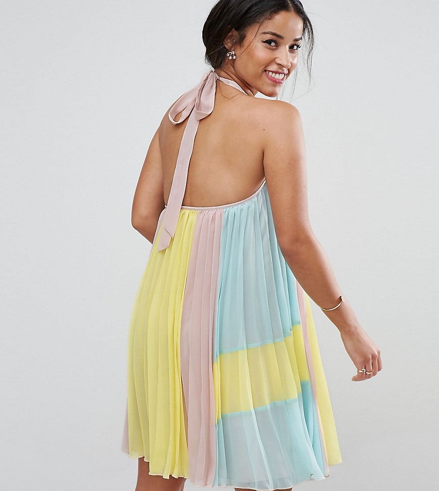 ASOS Maternity - Geplooide mini-jurk met A-lijn en kleurvlakken-Multi