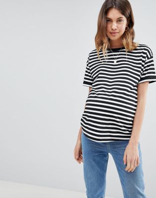 ASOS Maternity - Gestreept T-shirt met opgerolde mouwen-Multi