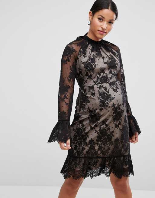 ASOS Maternity High Neck Open Back Lace Mini Dress