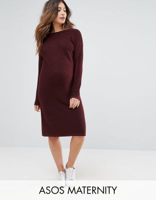 ASOS Maternity Jumper Dress In Ripple Stitch