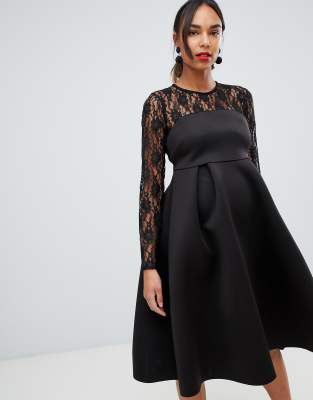 asos black lace maternity dress