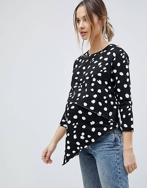 ASOS Maternity NURSING Asymmetric Top with Double Layer in Animal Print