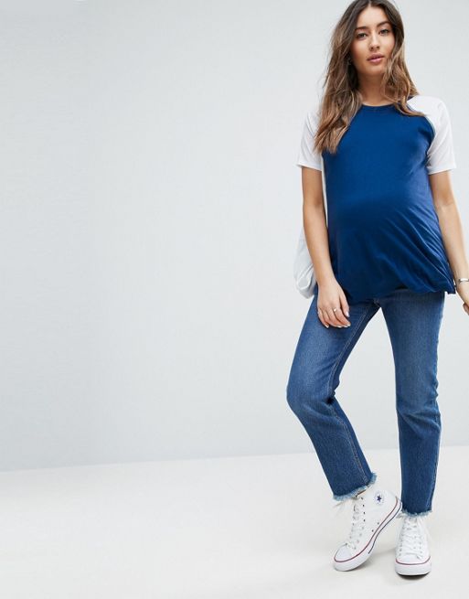 ASOS Maternity NURSING Colour Block T-Shirt with Zip Detail