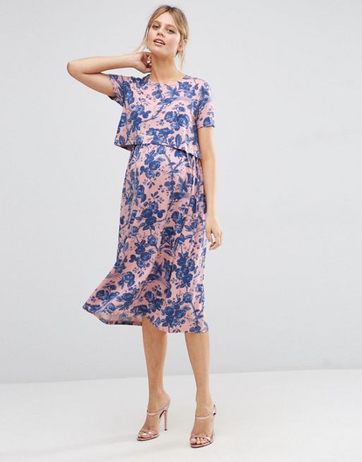 Maternity to Nursing Occasion Dress – Pink Floral