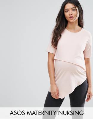 ASOS Maternity NURSING Short Sleeve Asymmetric Top with Double Layer