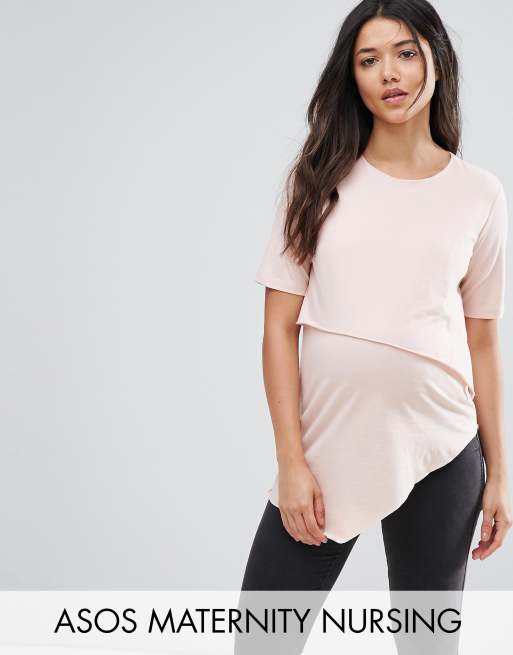 ASOS Maternity NURSING Short Sleeve Asymmetric Top with Double Layer