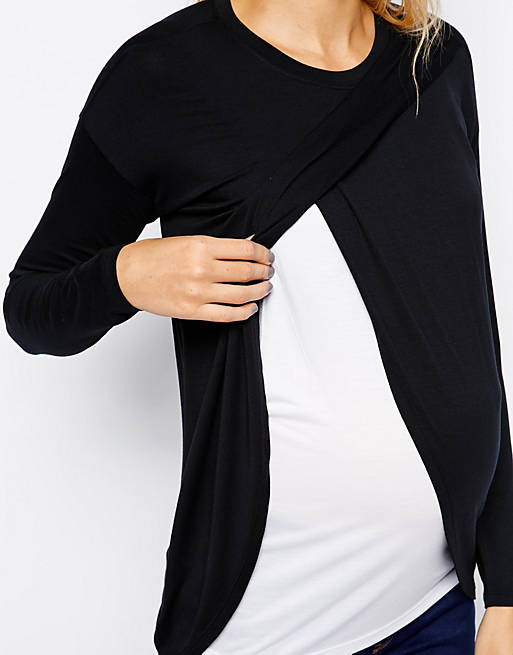 ASOS Maternity NURSING Top With Wrap Overlay And Long Sleeve