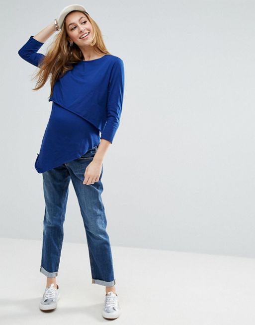 ASOS Maternity NURSING Top With Asymmetric Double Layer at asos.com