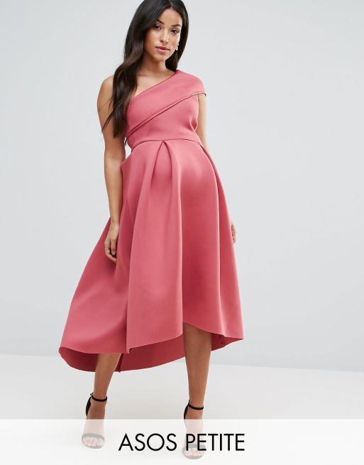 ASOS MATERNITY PETITE One Shoulder Foam Scuba Dip Back Midi Skater Dress