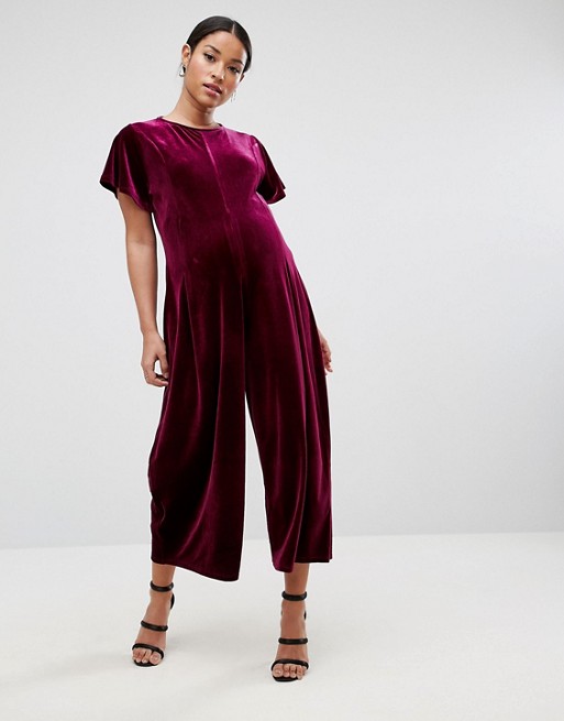 Image result for ASOS Maternity Relaxed Jumpsuit with Wide Leg in Velvet $80.00