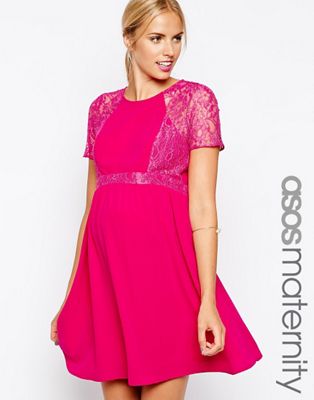 ASOS Maternity | ASOS Maternity Skater Dress With Lace Panel