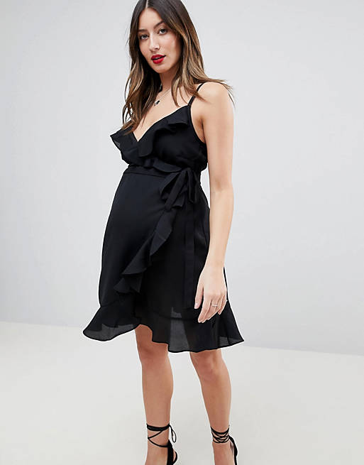 ASOS Maternity Strappy Ruffle Wrap Mini Dress