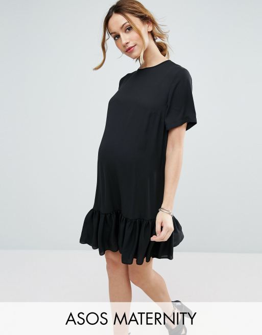 ASOS Maternity T-Shirt mini dress With Ruffle Hem