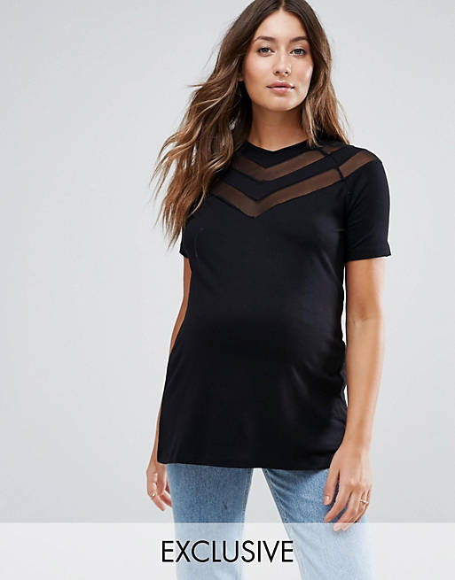 ASOS Maternity top with sheer and solid chevron