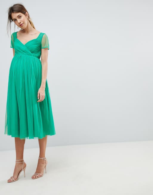 Asos tulle midi 2025 dress with sheer sleeve