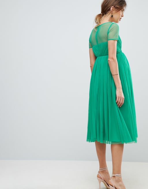 Asos tulle midi 2025 dress with sheer sleeve