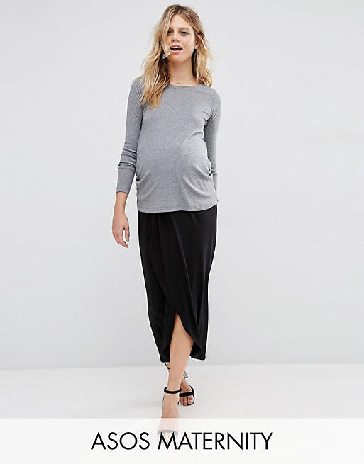 ASOS Maternity Wrap Maxi Skirt in Jersey
