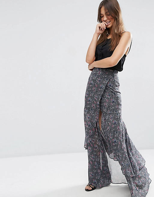 ASOS Maxi Skirt with Ruffle Tiered Hem and Splice