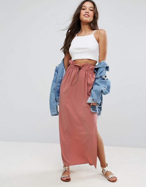 ASOS | ASOS Maxi Skirt with Toggles and Paperbag Waist