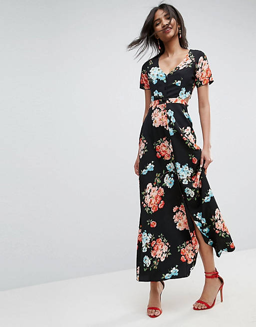 ASOS Maxi Tea Dress with Open Back in Floral