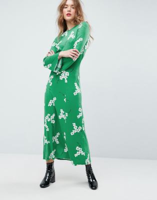 asos green floral dress