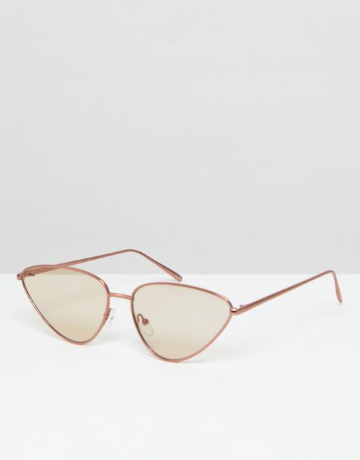 ASOS Metal Cat Eye Sunglasses With Light Brown Lens