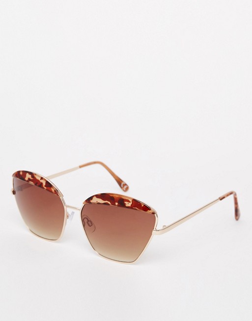 ASOS Metal Frame Cat Eye Sunglasses With Contrast Highbrow