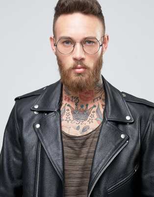 mens round clear glasses