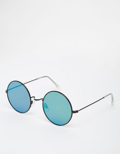 Asos Metal Round Sunglasses With Flat Lens Asos 