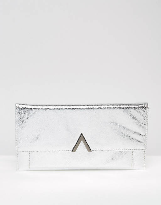 ASOS Metallic Clutch Bag With Metal Bar