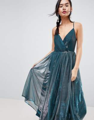 asos metallic tulle mini dress