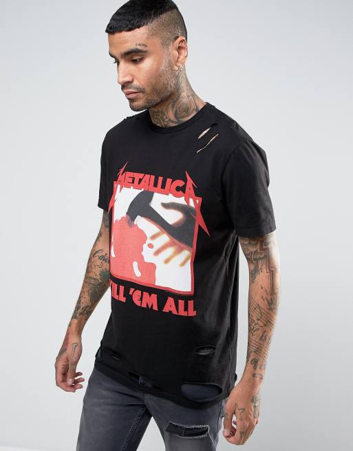 ASOS Metallica Dropped Shoulder Oversized Band T-Shirt With Tie Dye