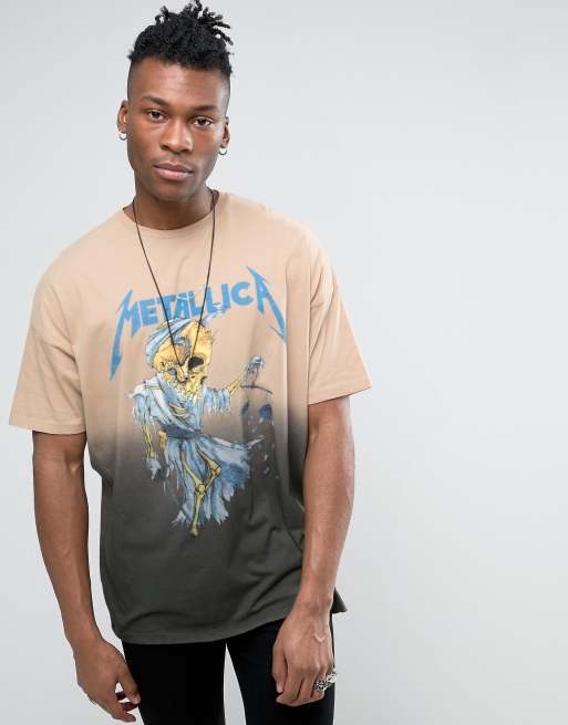 ASOS Metallica Super Oversized Band T-Shirt Bleach Dip Dye | ASOS