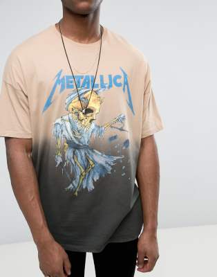 ASOS Metallica Super Oversized T-Shirt Bleach Dip ASOS