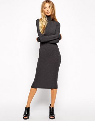 ASOS | ASOS Midi Body-Conscious Dress with Turtleneck and Long Sleeves