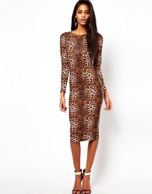 leopard bodycon midi dress