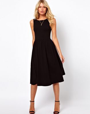 jersey fit and flare midi dress
