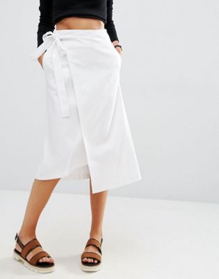 ASOS Midi Linen Wrap Skirt | ASOS