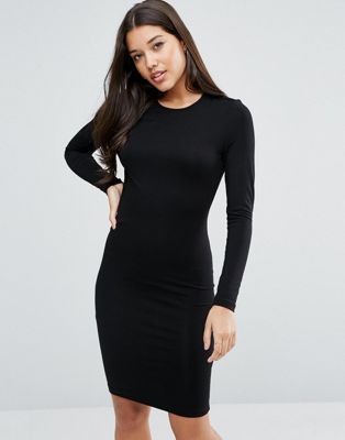 black long sleeve tight dress