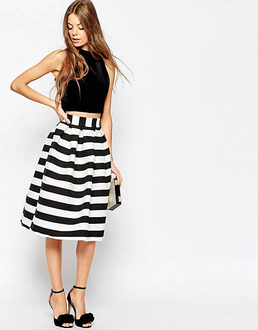 ASOS Midi Prom Skirt in Stripe