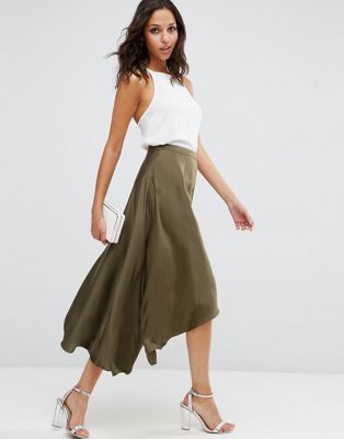 ASOS Midi Skirt in Satin with Splices 
