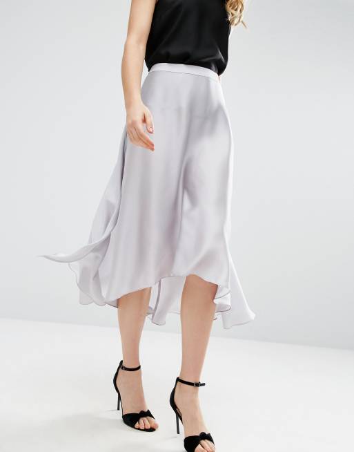 Asos midi skirt 2025 in satin with splices