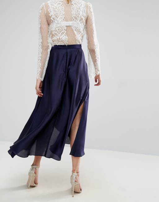 Asos midi skirt hotsell in satin with splices