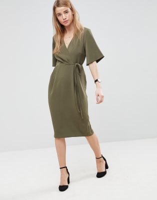 asos green wrap dress
