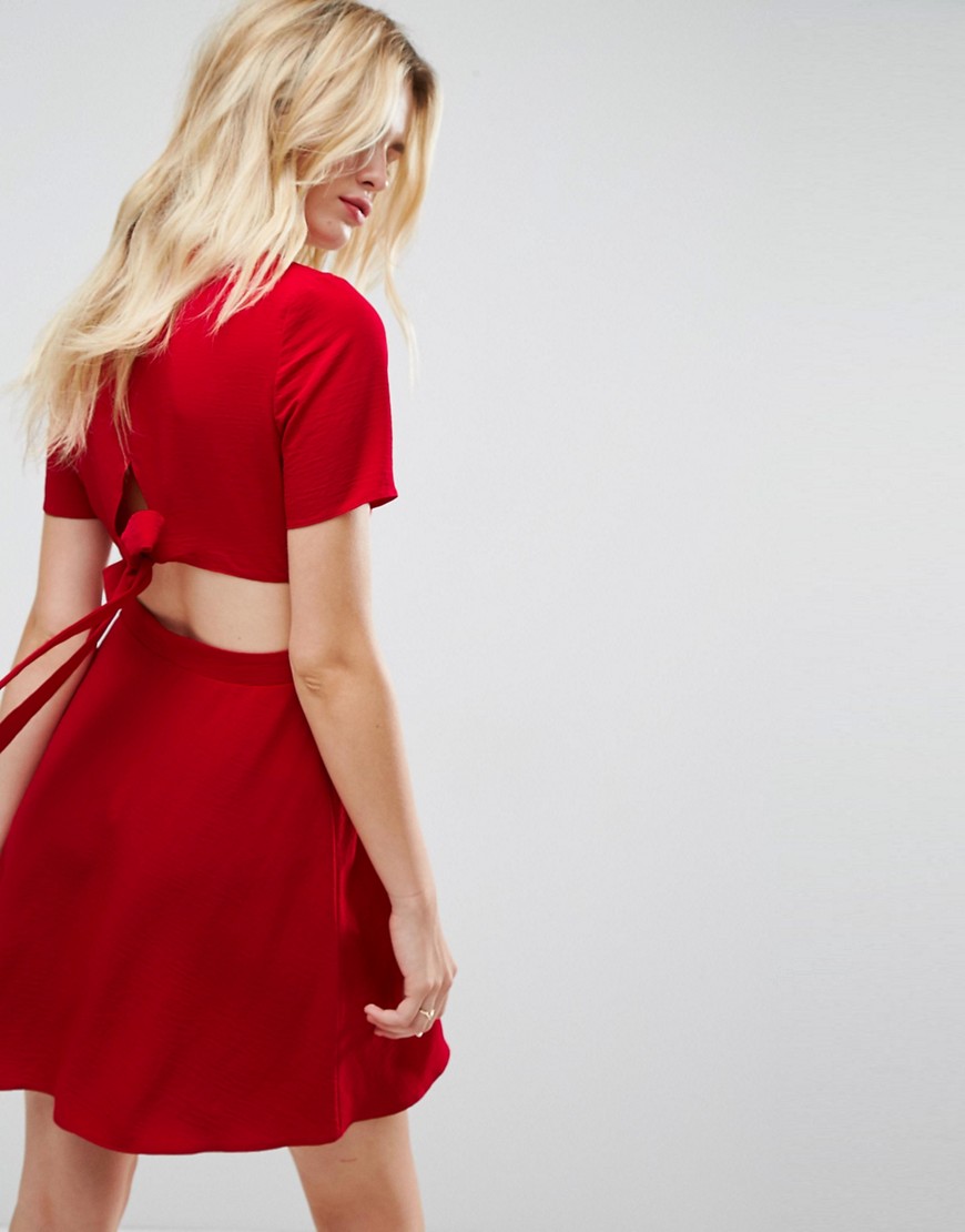 ASOS - Mini-jurk met open achterkant-Rood