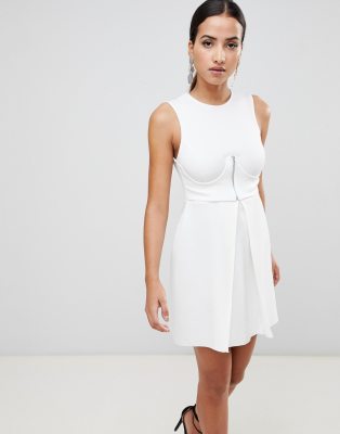 white scuba skater dress