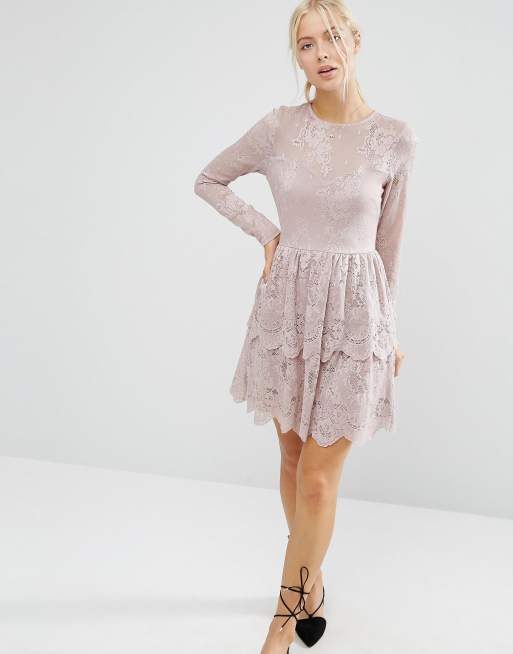 Asos long sleeve hot sale lace mini prom dress