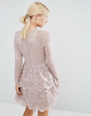lace tiered skater dress